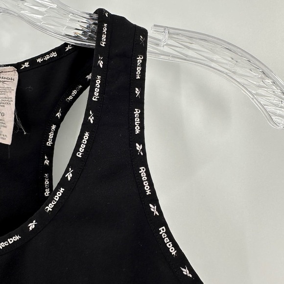Reebok Black & White Alpha Seamless Racerback Logo Sports Bra Size Large - Picture 5 of 7